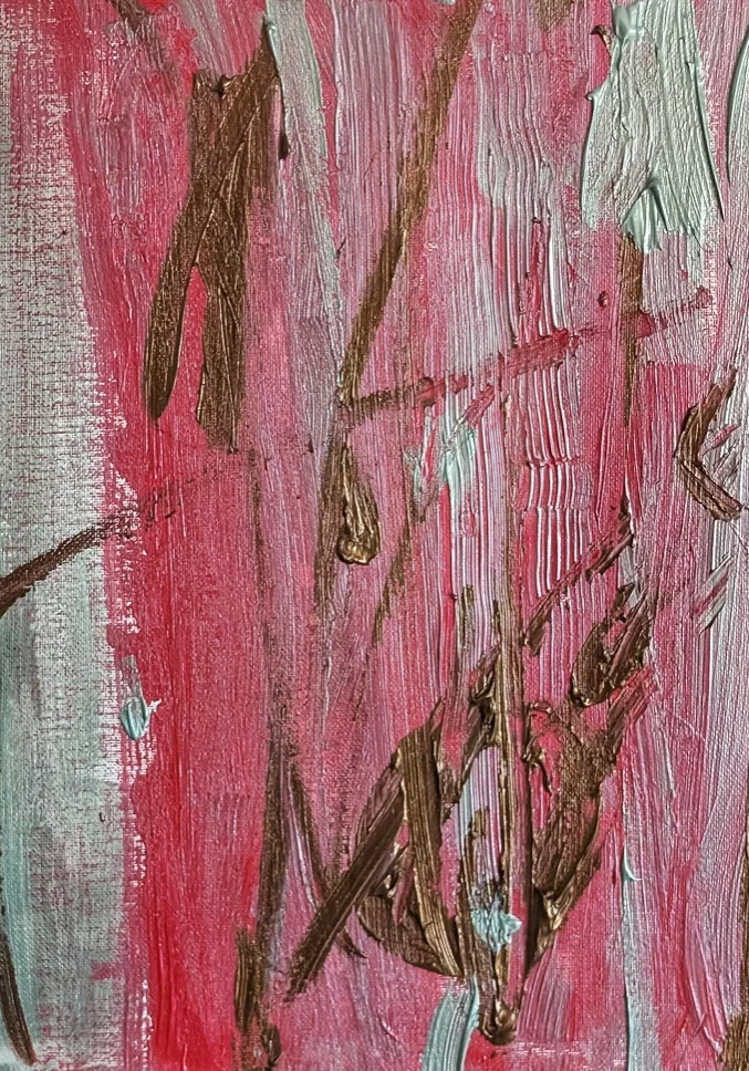 Pink and brown abstract canvas artwork